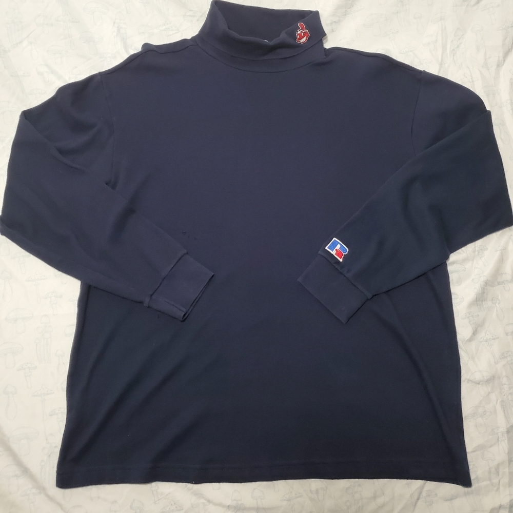 Mens Russell Athletic Cleveland Indians Turtleneck Longsleeve Shirt / Size L / N